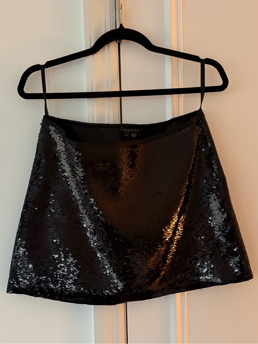 THEORY Black Sequin Mini Skirt